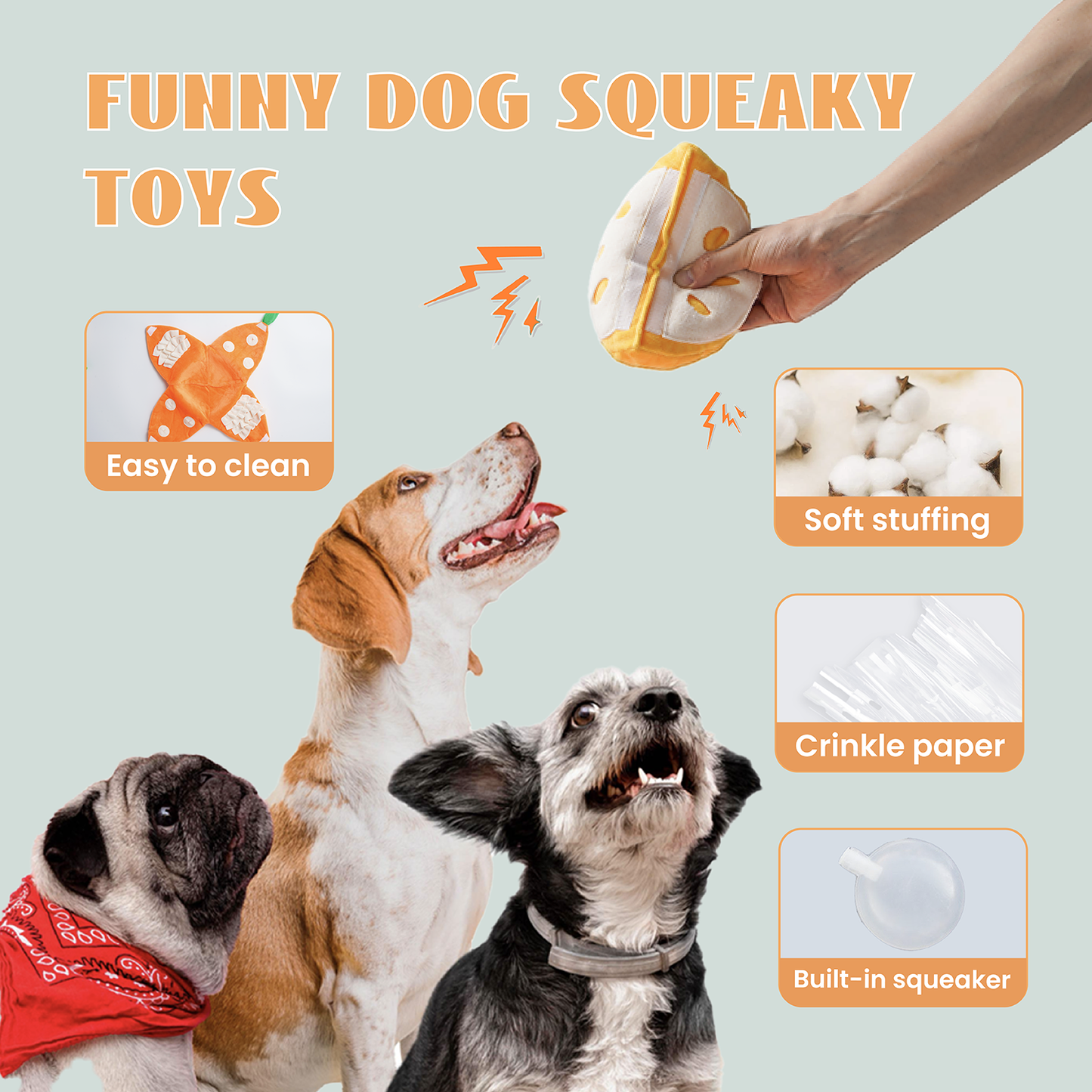 Nocciola Orange Hide and Seek Plush Dog Toys