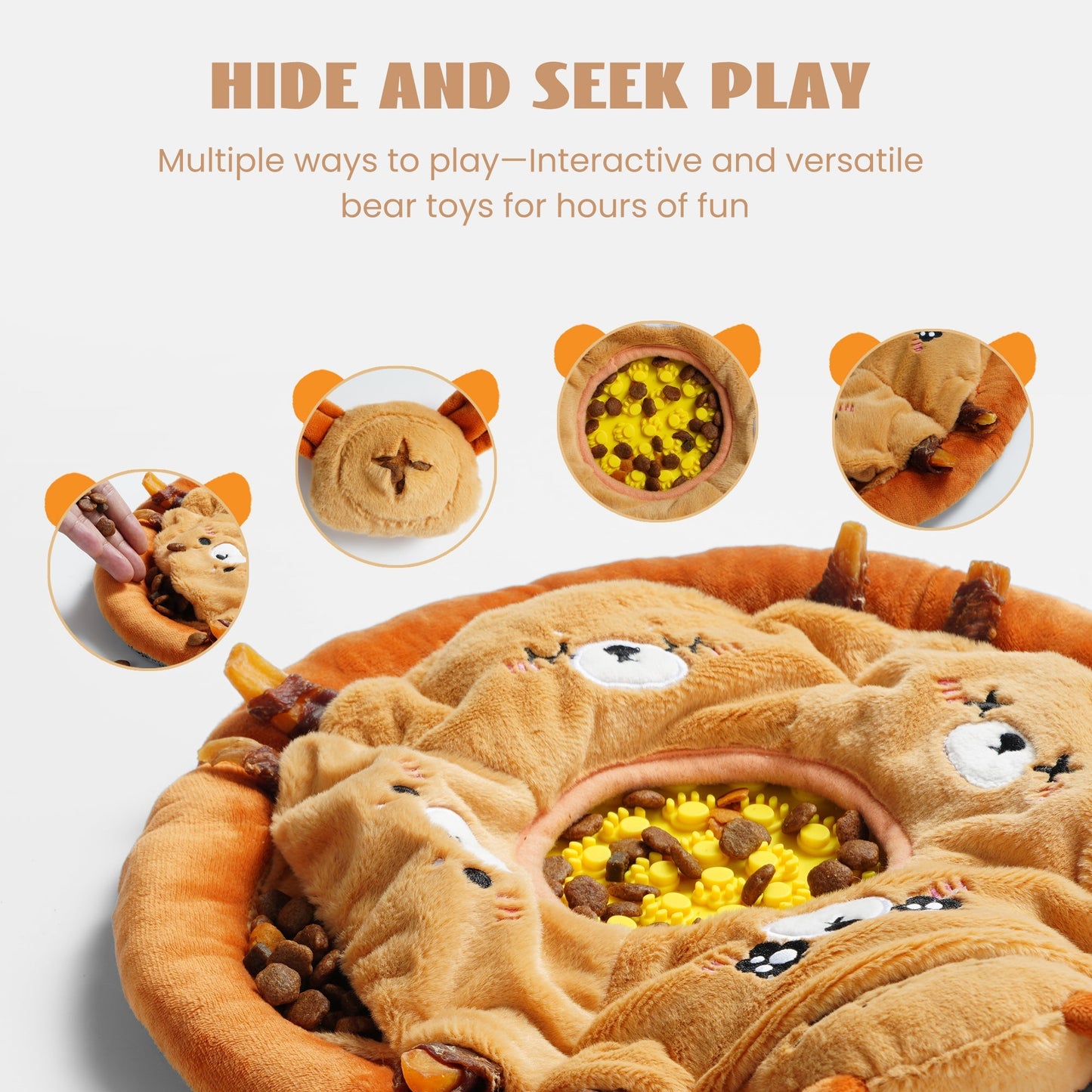 Nocciola 6-in-1 Bear Squeaky Enrichment Dog Toys