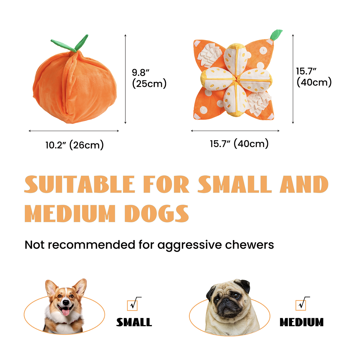 Nocciola Orange Hide and Seek Plush Dog Toys
