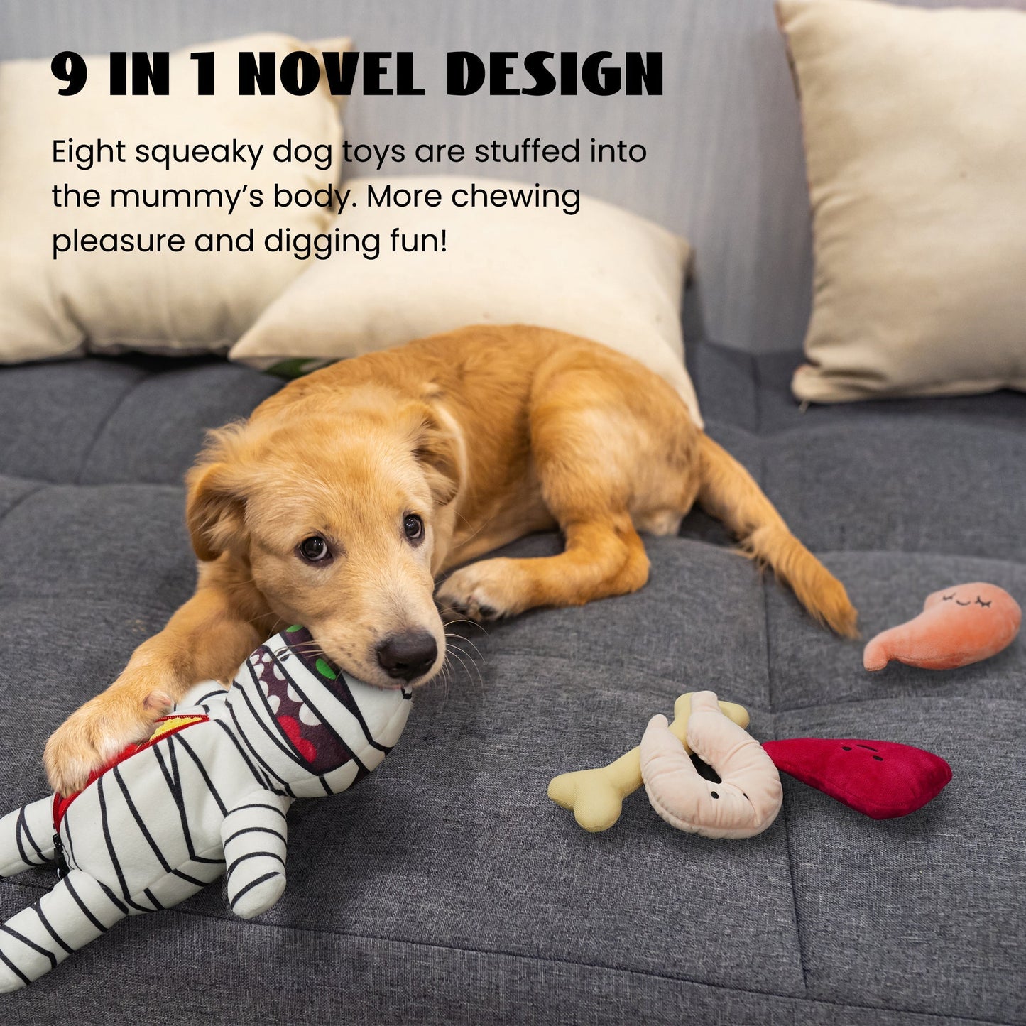 Nocciola Halloween Zombie Mummy Dog Toys with Organs