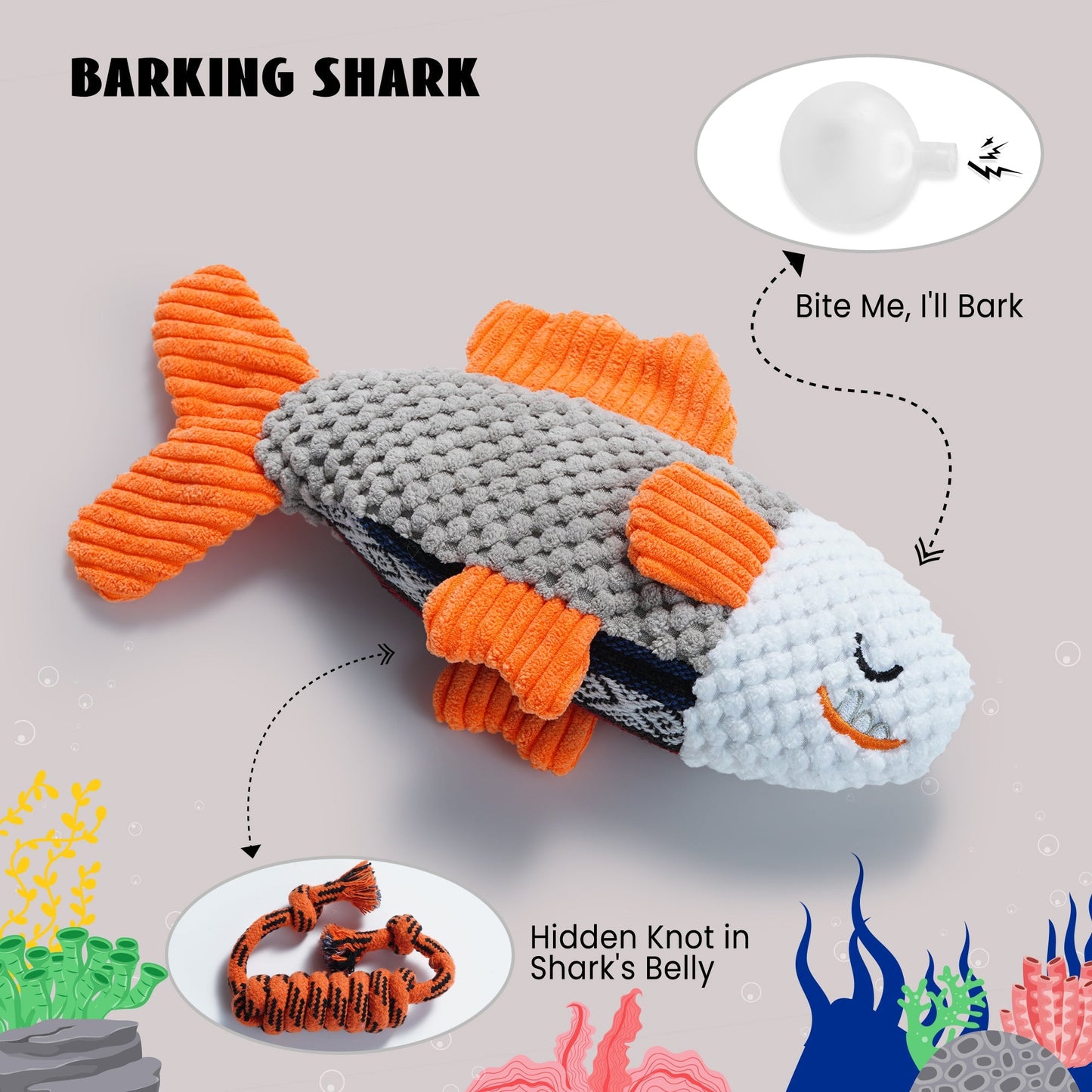 Nocciola 4 PCS Ocean Theme Crinkle Squeaky Dog Toys