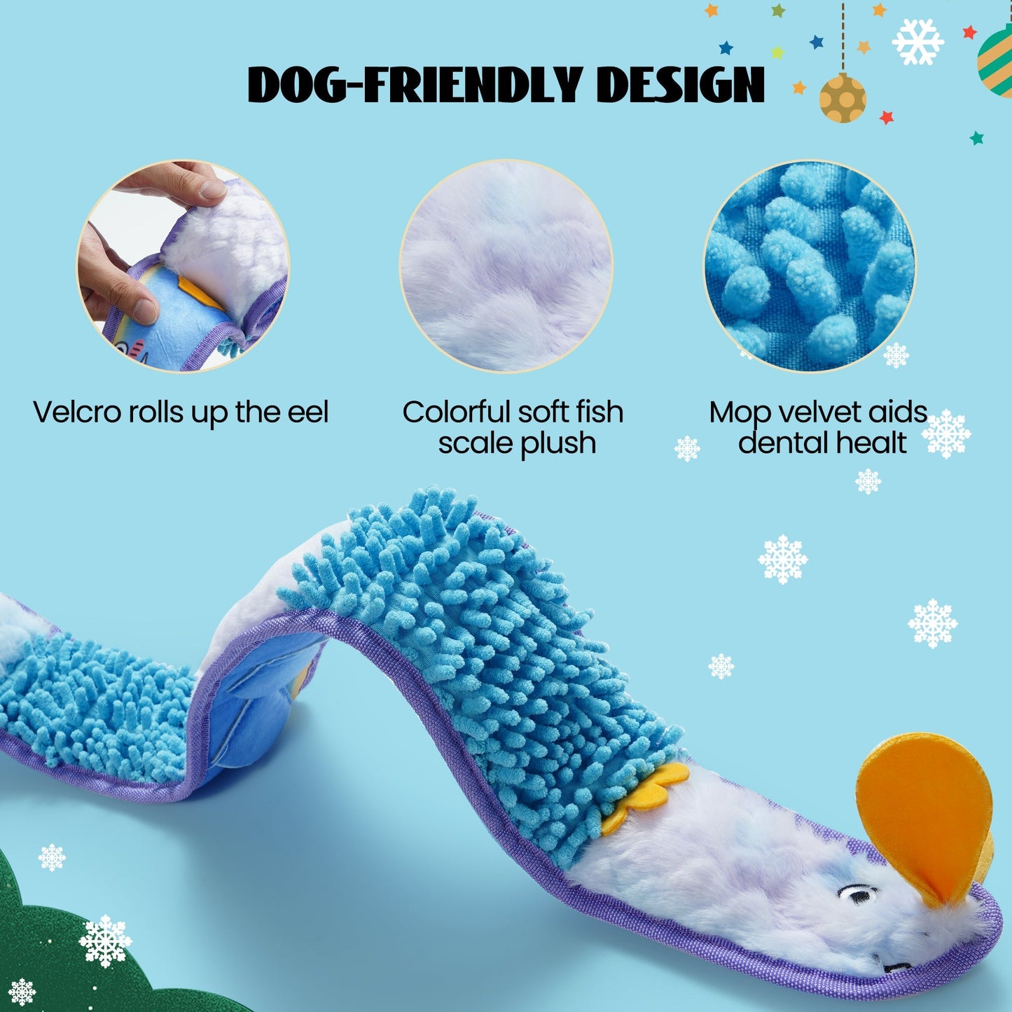 Nocciola No Stuffing EEL Crinkle Snuffle Dog Squeaky Toys