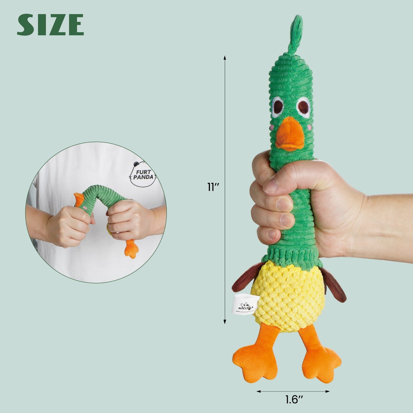 Nocciola 2 in 1 Duck Dog Toy with a Large Rubber Squeaker
