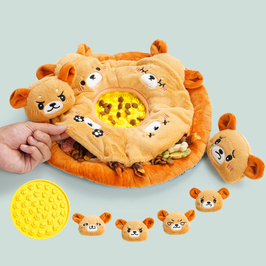 Nocciola 6-in-1 Bear Squeaky Enrichment Dog Toys