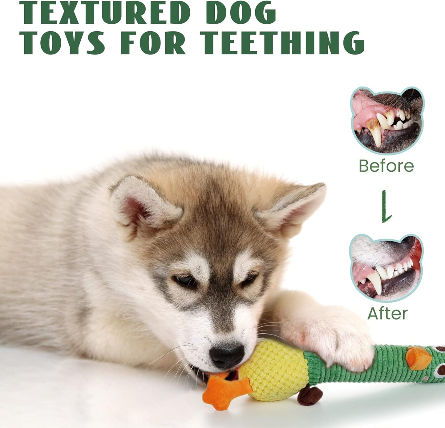 Nocciola 2 in 1 Duck Dog Toy with a Large Rubber Squeaker