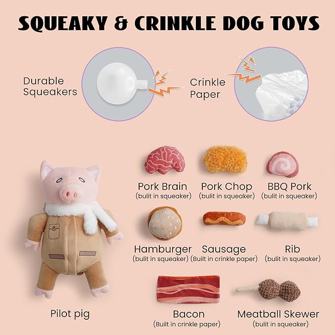 Nocciola Stuffed Pig Dog Toys