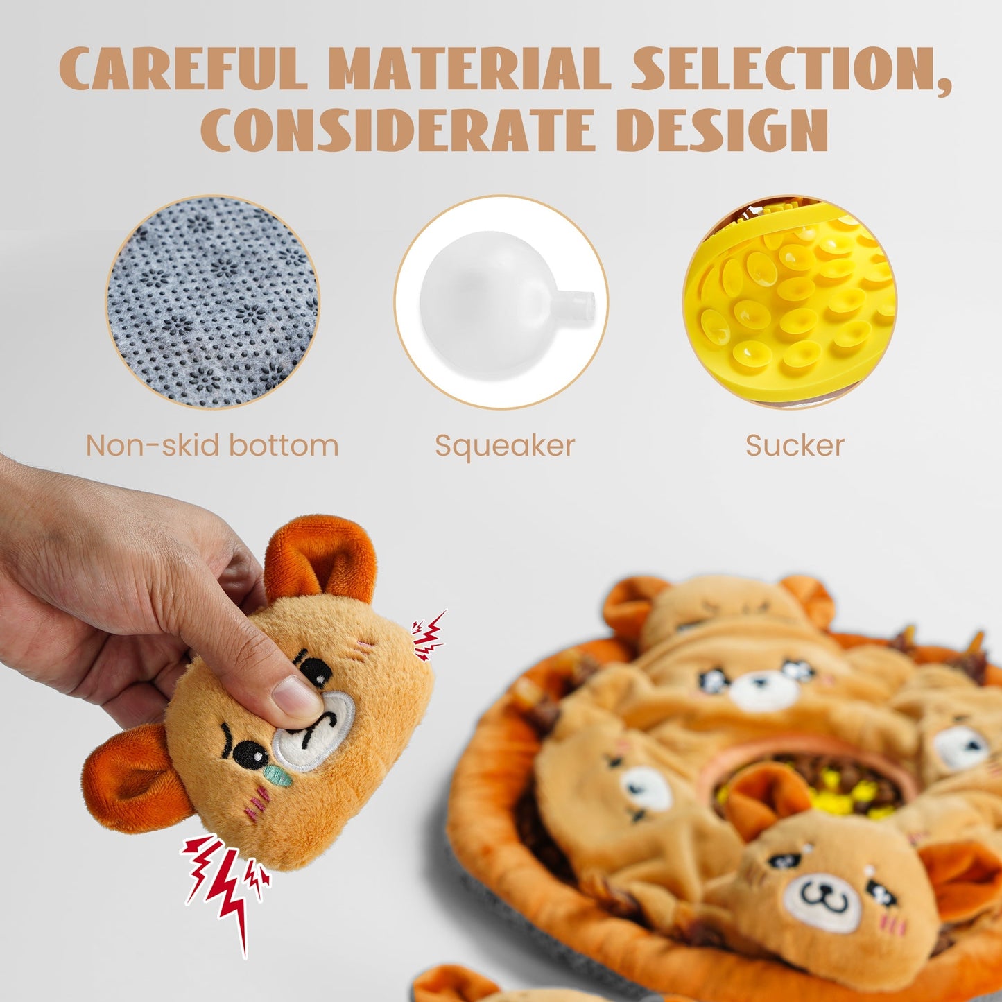 Nocciola 6-in-1 Bear Squeaky Enrichment Dog Toys